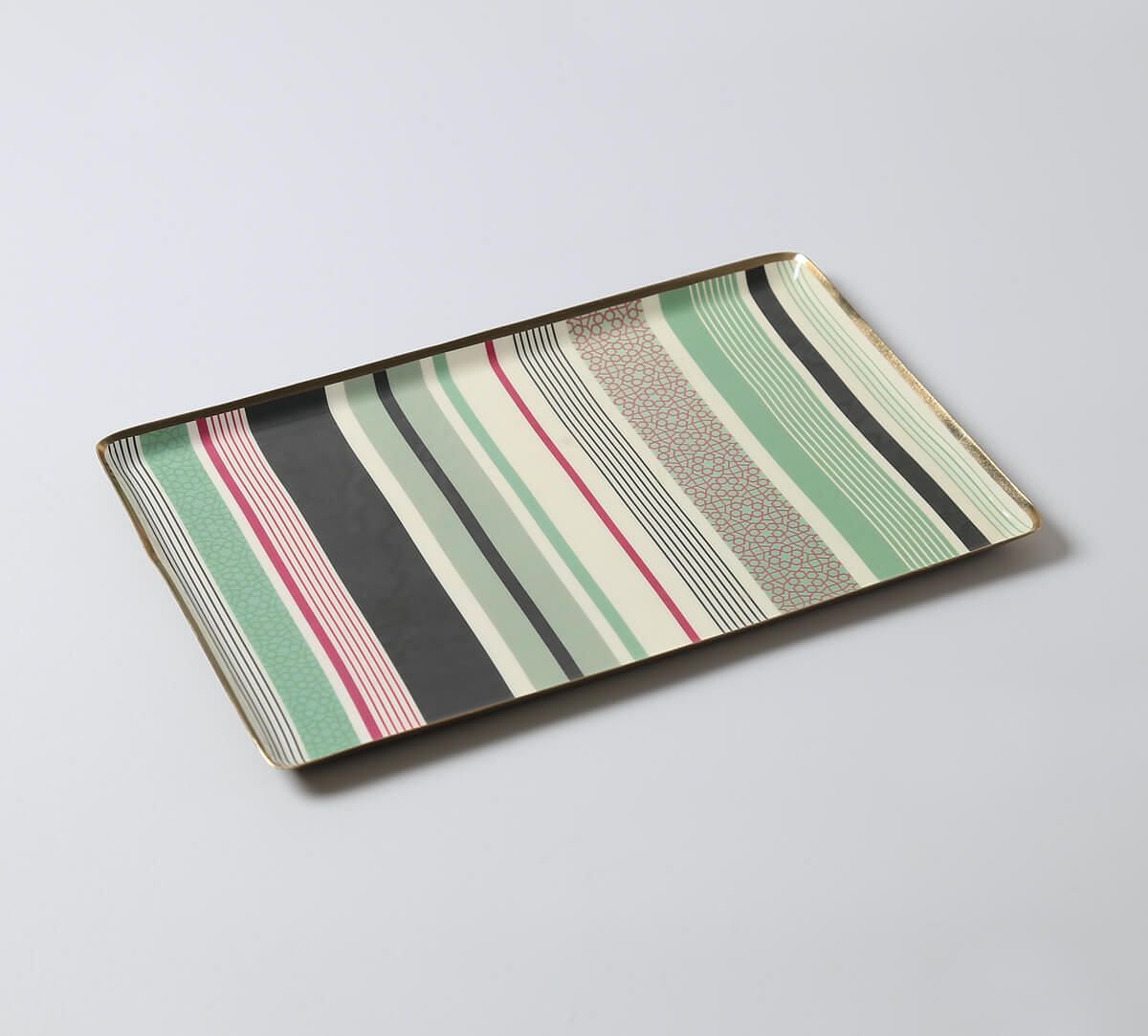India Circus by Krsnaa Mehta Peacock and Conifer Rectangle Tray Set