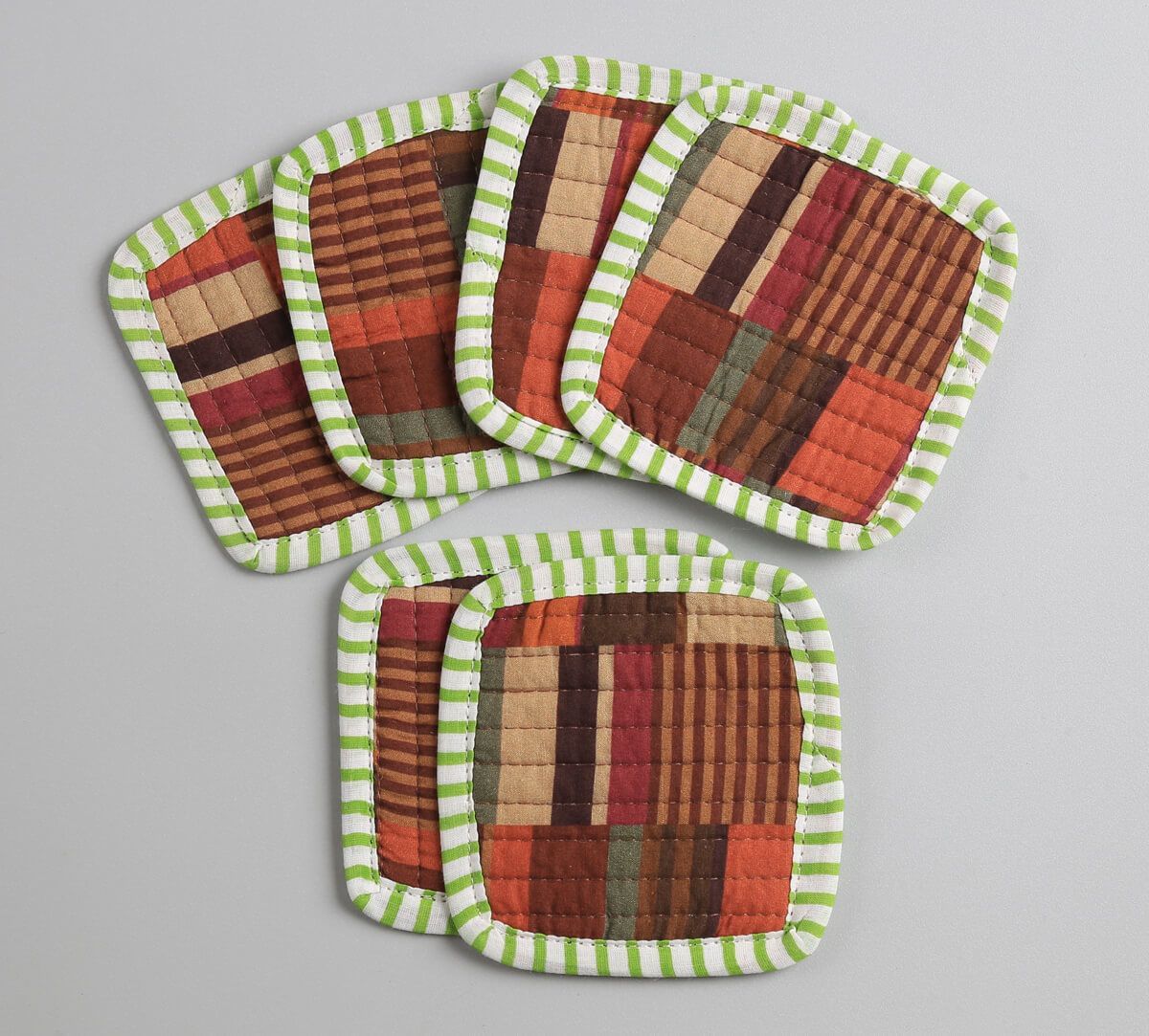 India Circus by Krsnaa Mehta Horizontal Hues Quilted Coasters Set of 6 with Pouch