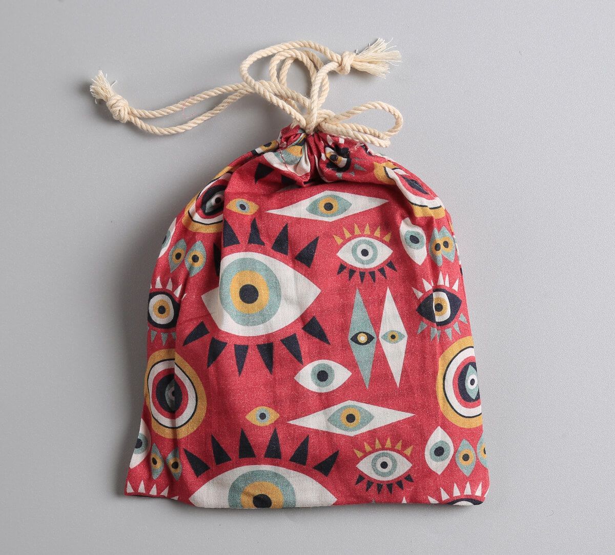 India Circus by Krsnaa Mehta Malocchio Stare Quilted Coasters Set of 6 with Pouch