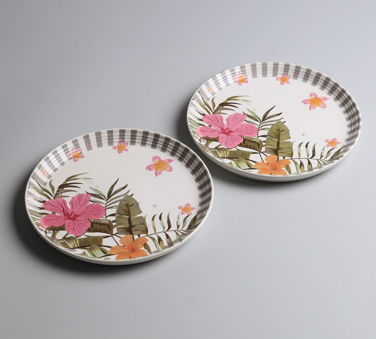 India Circus by Krsnaa Mehta Plumerias Plume Quarter Plates Set of 2