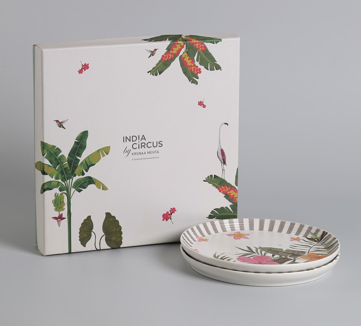 India Circus by Krsnaa Mehta Plumerias Plume Quarter Plates Set of 2