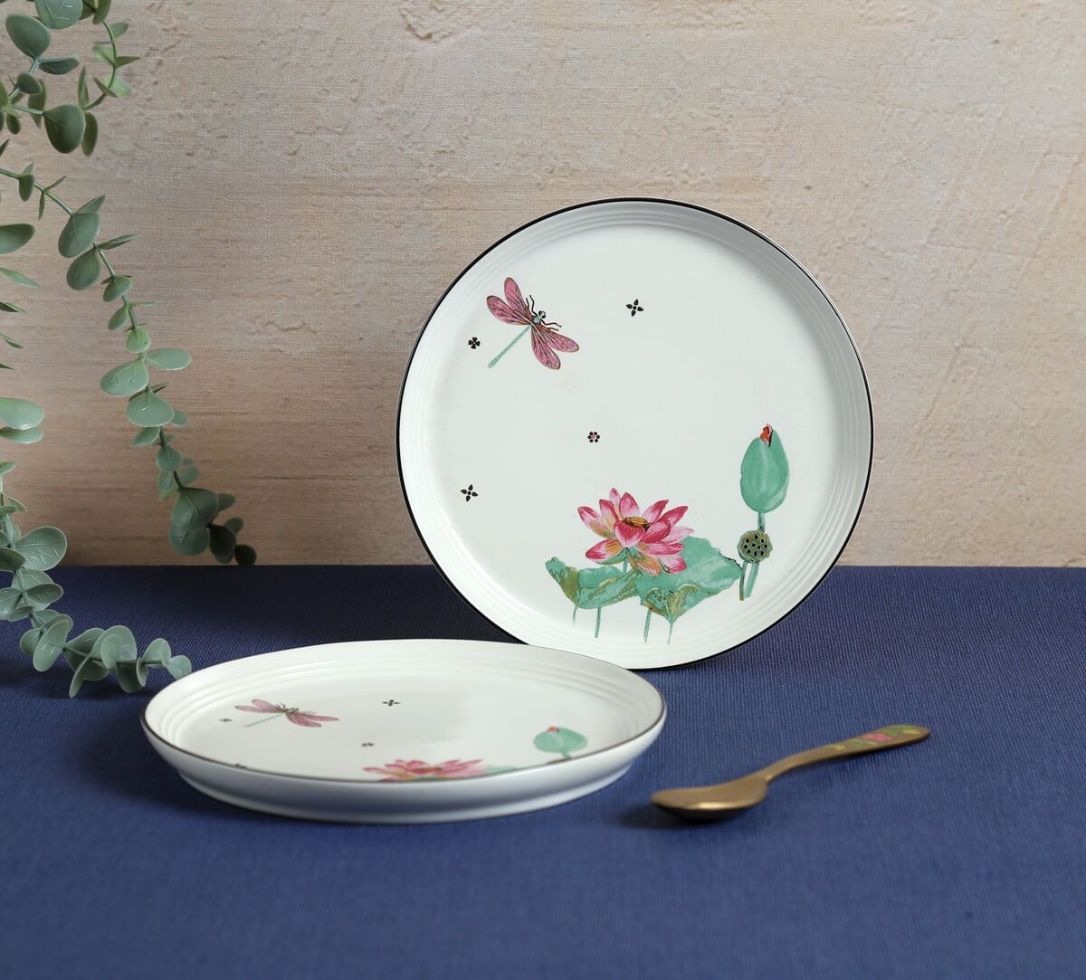 India Circus by Krsnaa Mehta Lotus Pond Quarter Plates Set of 2