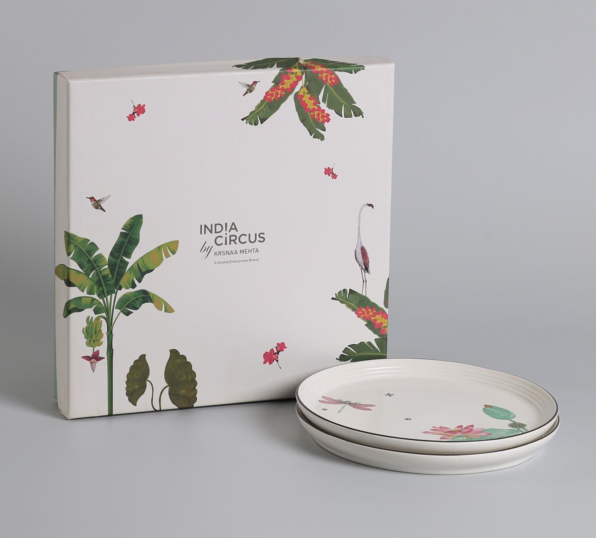 India Circus by Krsnaa Mehta Lotus Pond Quarter Plates Set of 2