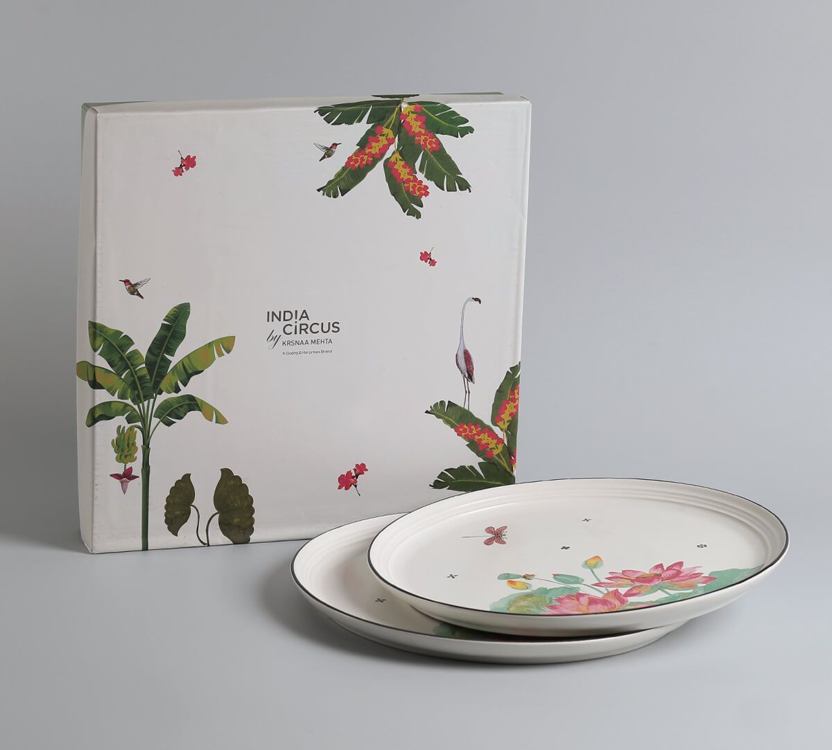 India Circus by Krsnaa Mehta Lotus Pond Dinner Plate Set of 2