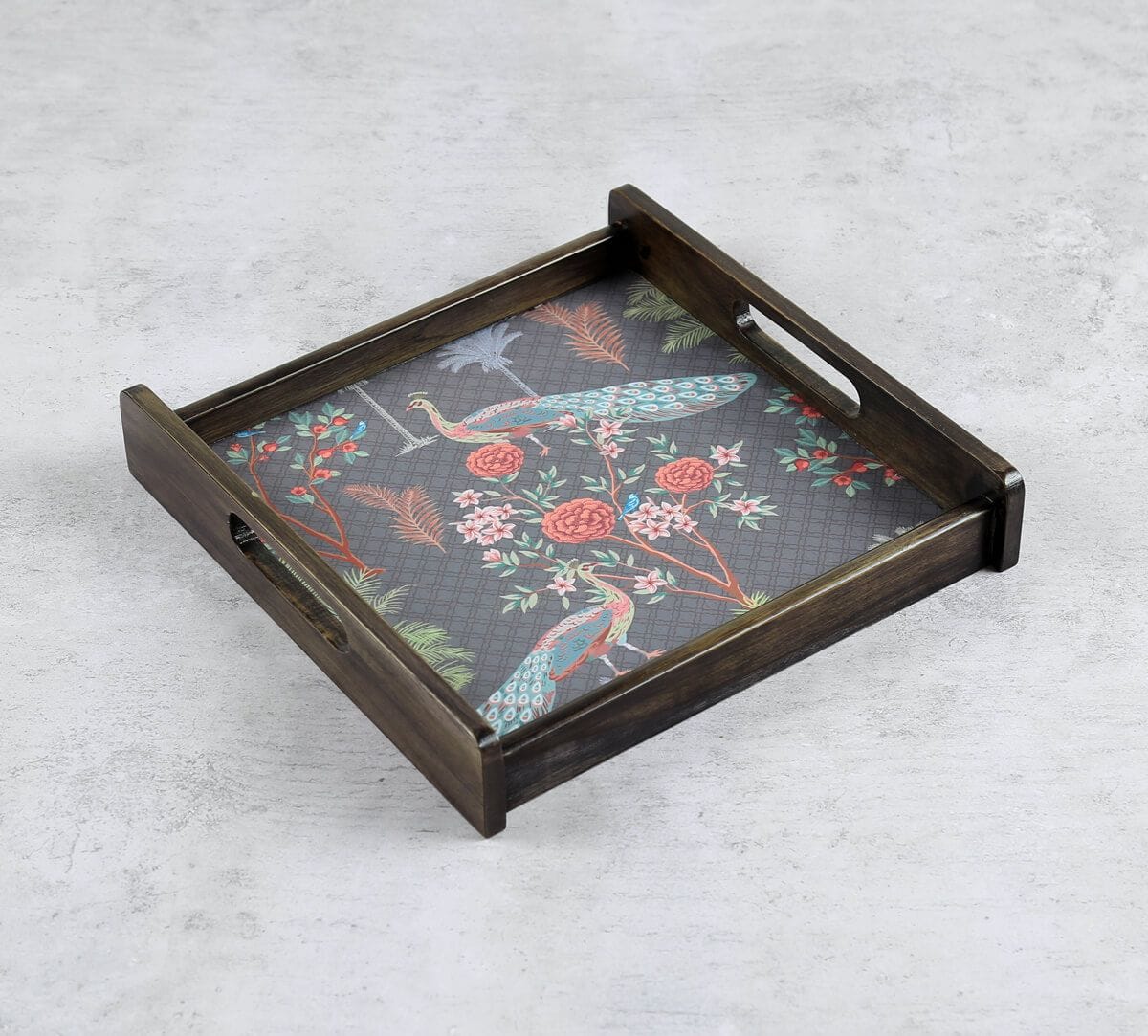 India Circus by Krsnaa Mehta Peacock Garden Trays Set of 3
