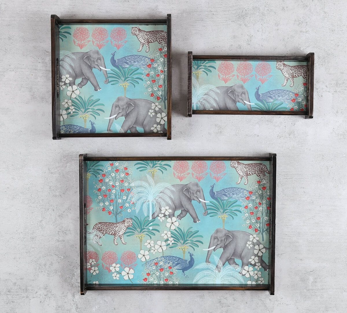 India Circus by Krsnaa Mehta Wildlife Safari Nested Trays Set of 3