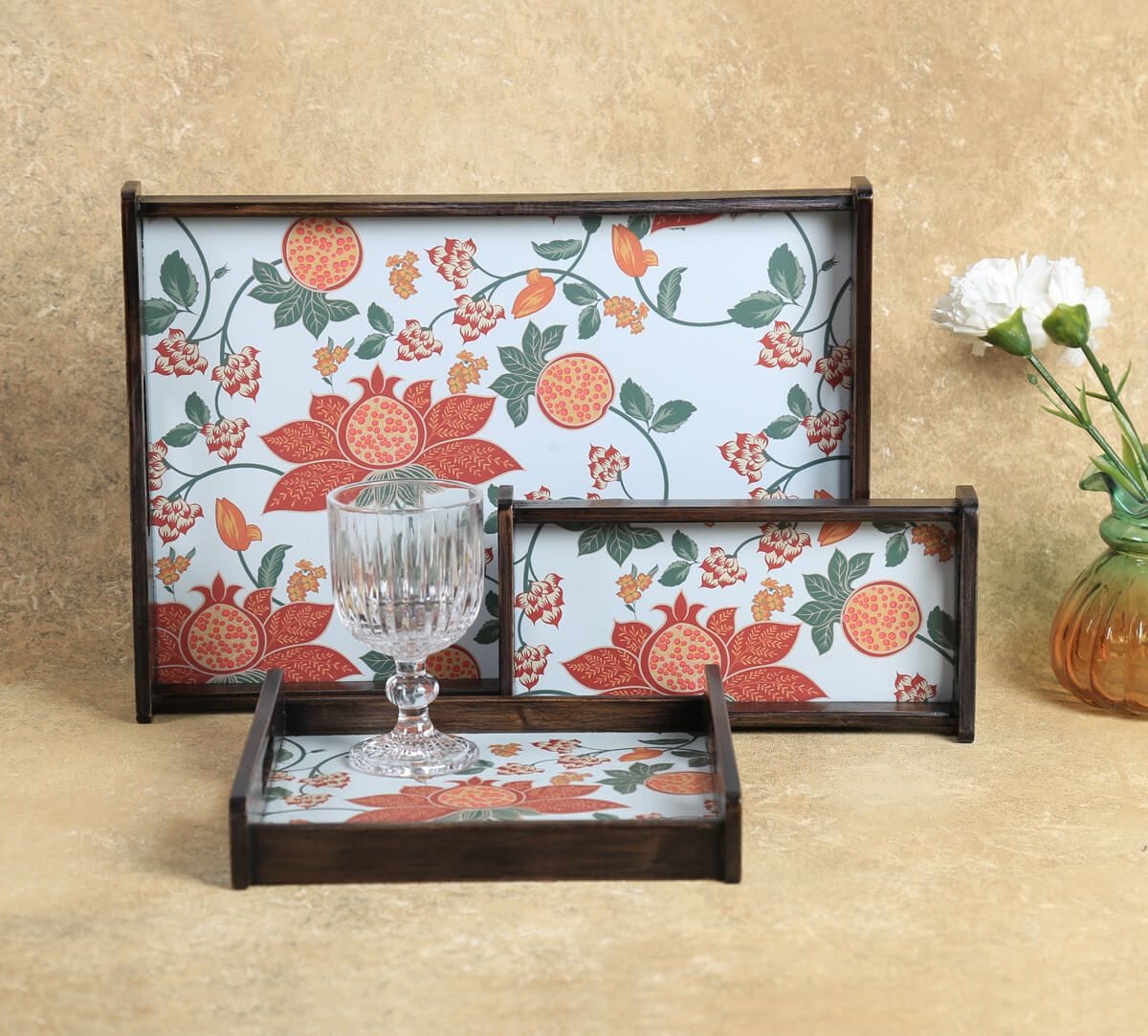 India Circus by Krsnaa Mehta Blushed Orchard Trays Set of 3