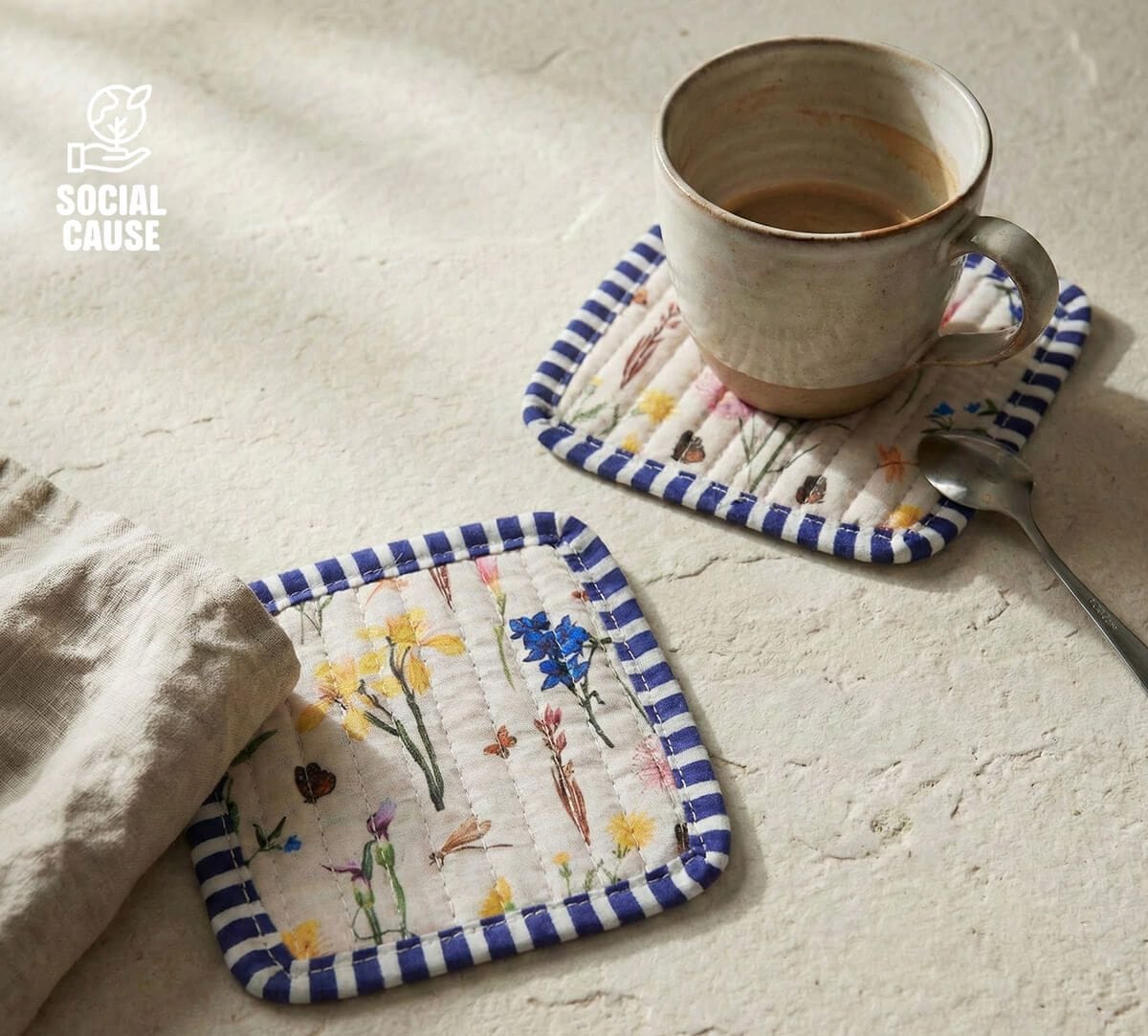 NGCPR Collection - Floral Play Quilted Coasters Set of 6 with Pouch