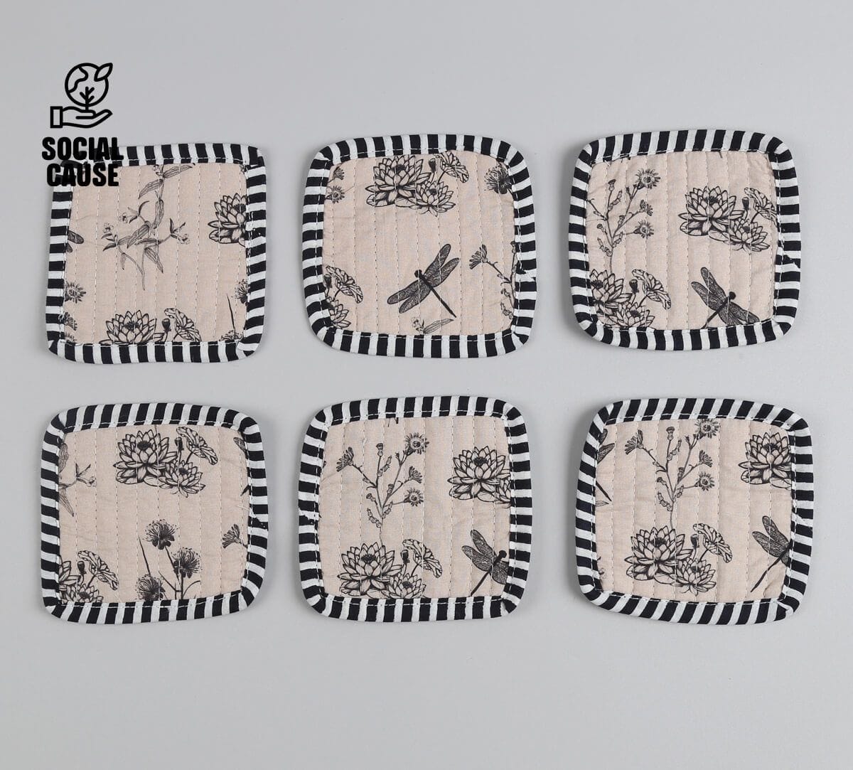 NGCPR Collection - Ghats Garden Quilted Coasters Set of 6 with Pouch