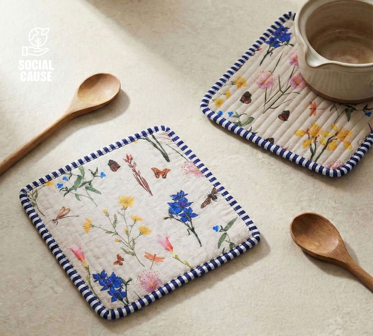 NGCPR Collection - Floral Play Quilted Trivets Set of 2