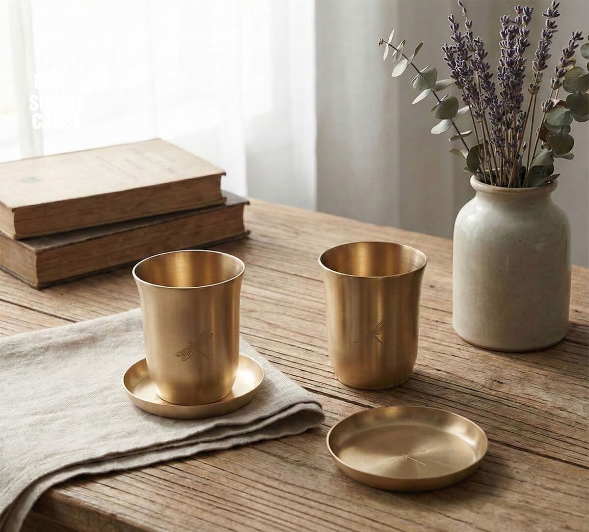 NGCPR Collection - Dragonfly Monochrome Kansa Coasters and Tumblers Set