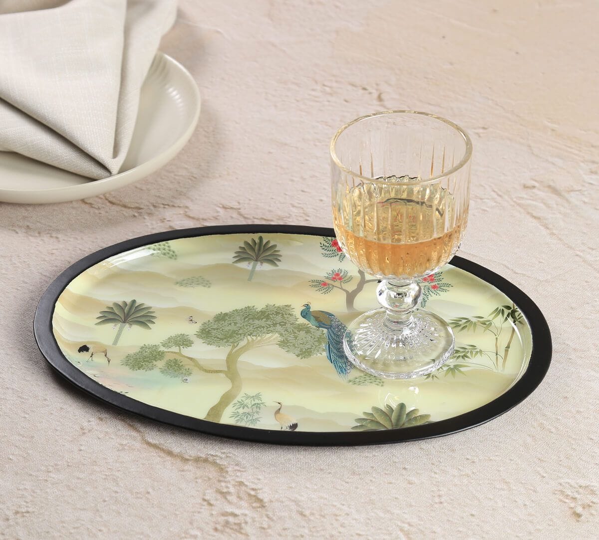 India Circus by Krsnaa Mehta Bird Oasis Oval Tray