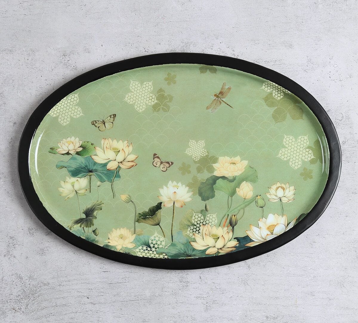 India Circus by Krsnaa Mehta Sage Serenity Oval Tray