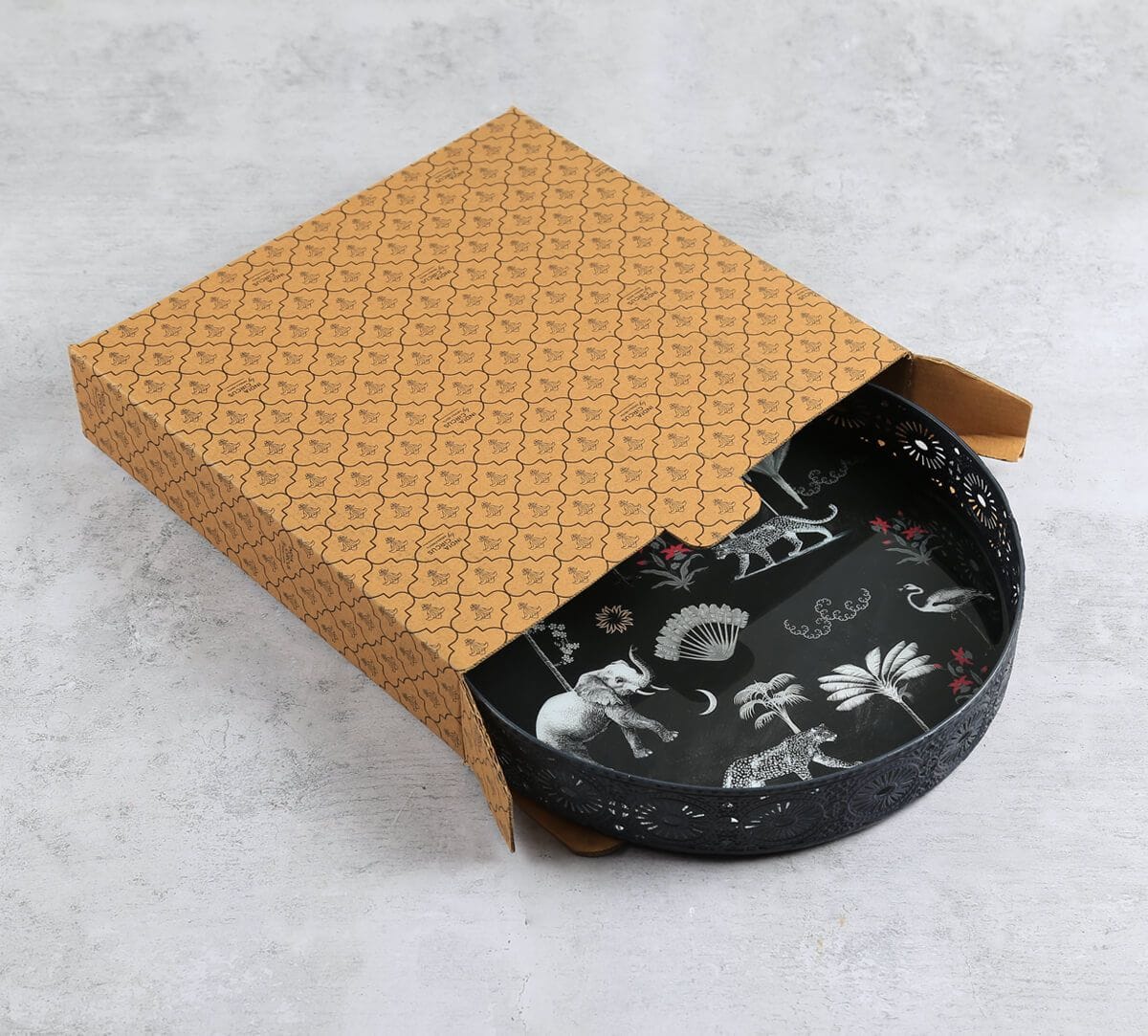 India Circus by Krsnaa Mehta Animalia Creations Iron Round Tray