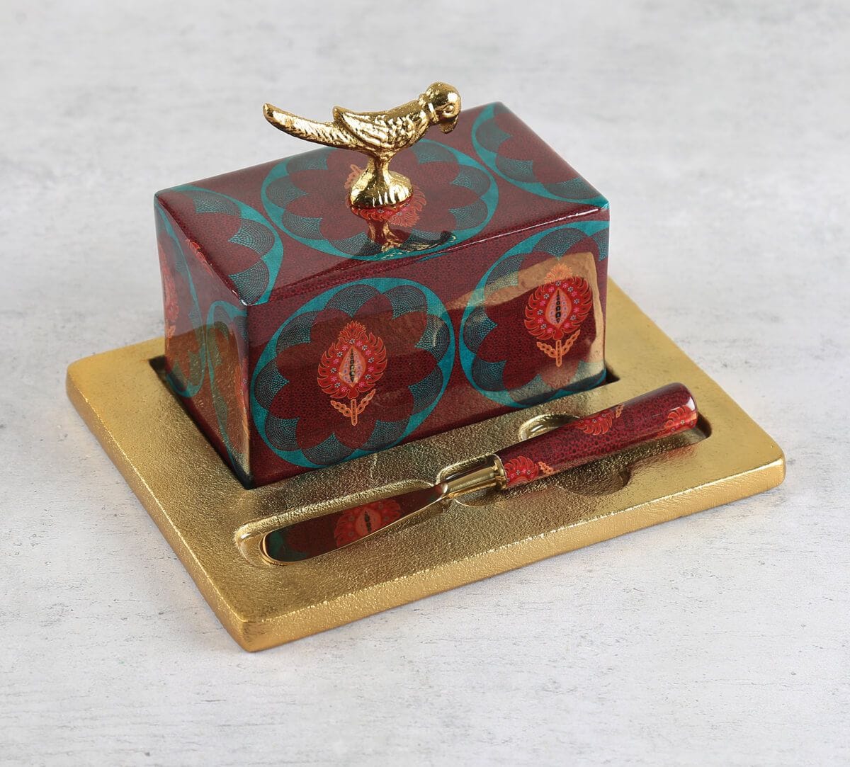 India Circus by Krsnaa Mehta Moving Kilims Butter Dish with Butter Knife