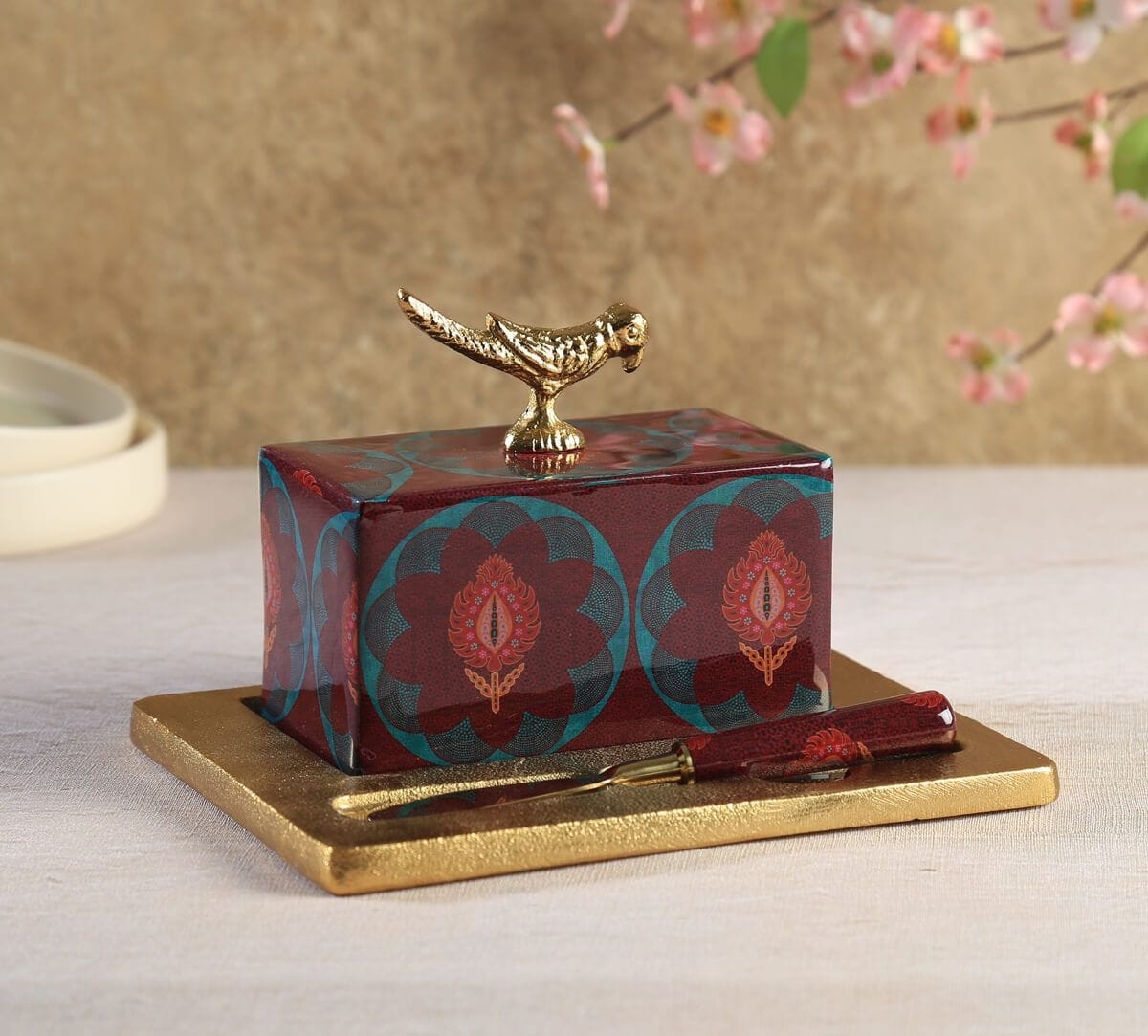 India Circus by Krsnaa Mehta Moving Kilims Butter Dish with Butter Knife