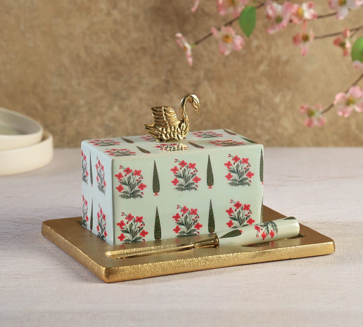 India Circus by Krsnaa Mehta Royal Courtyard Butter Dish with Butter Knife