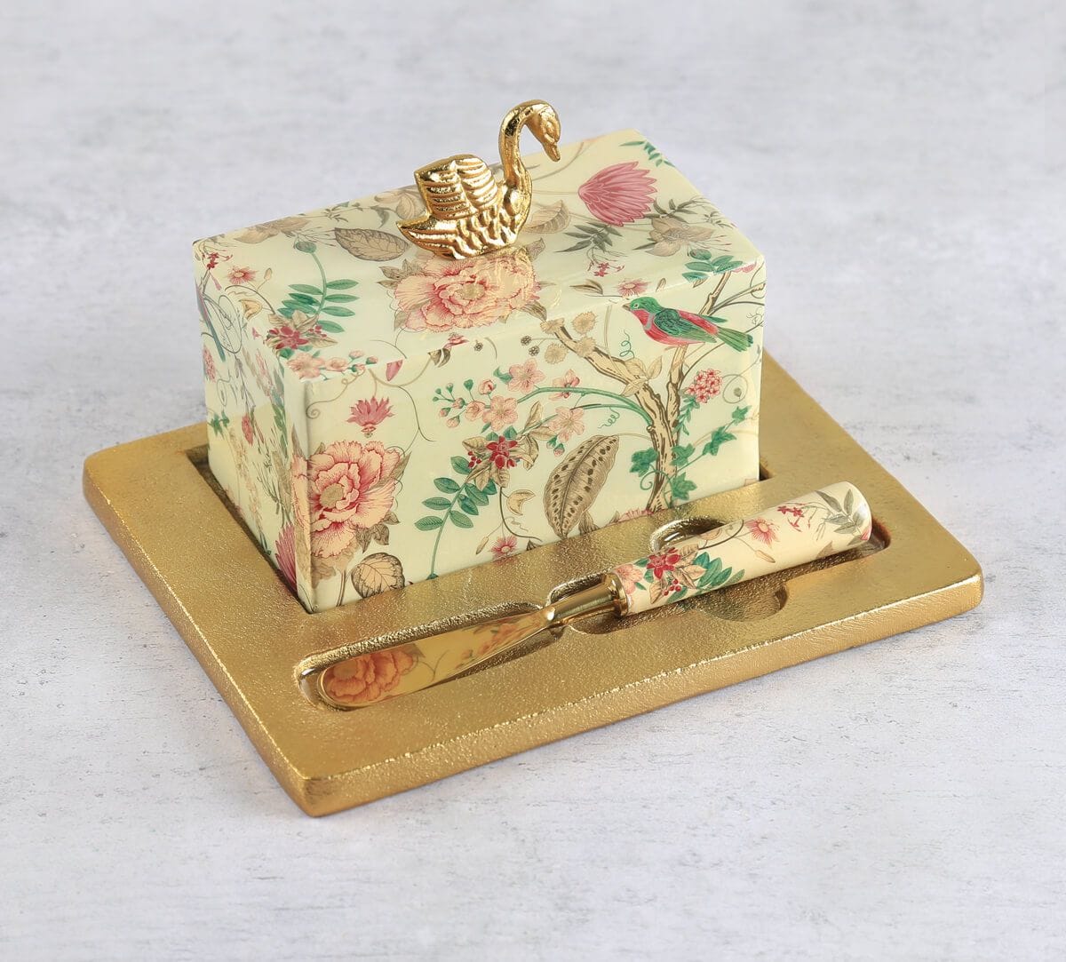 India Circus by Krsnaa Mehta Rustic Realm Butter Dish with Butter Knife