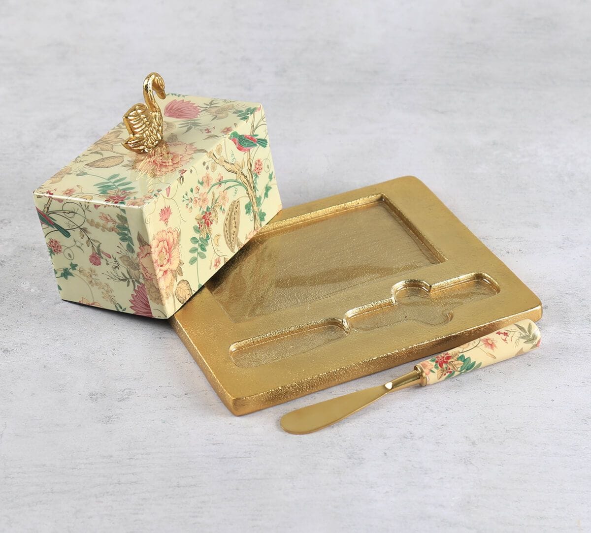 India Circus by Krsnaa Mehta Rustic Realm Butter Dish with Butter Knife