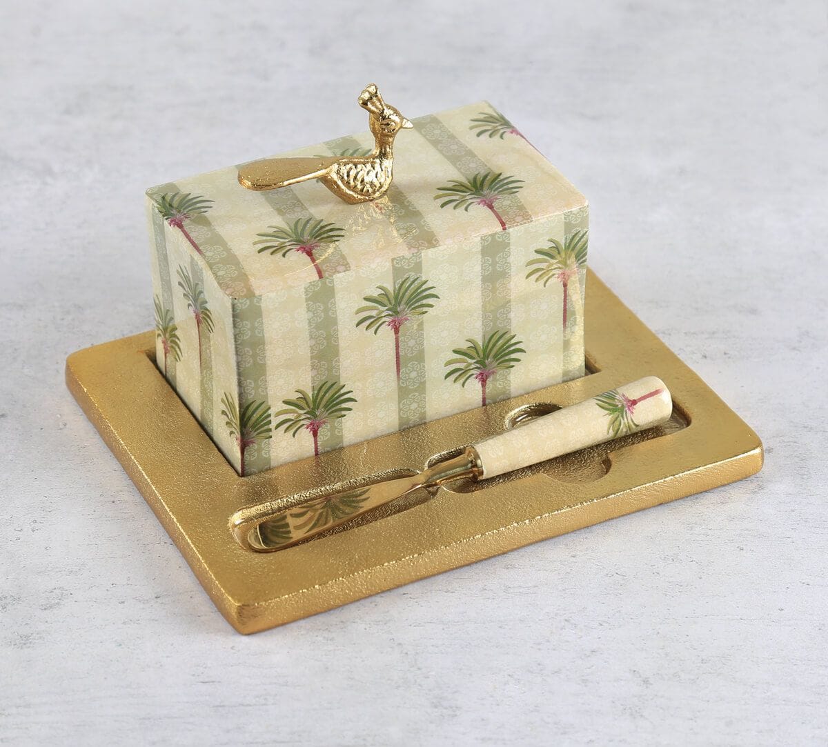 India Circus by Krsnaa Mehta Palms of Chanderi Butter Dish with Butter Knife