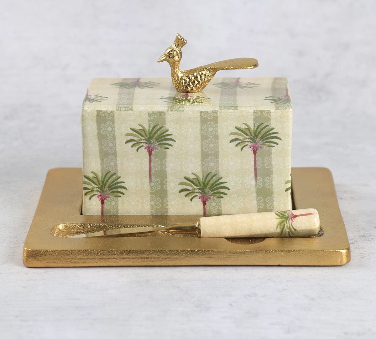 India Circus by Krsnaa Mehta Palms of Chanderi Butter Dish with Butter Knife