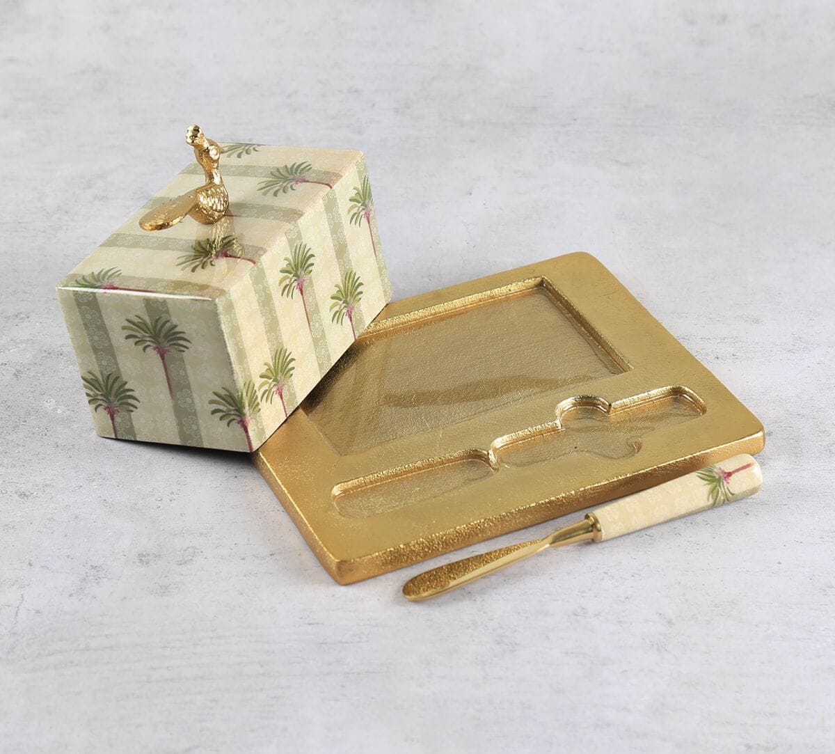 India Circus by Krsnaa Mehta Palms of Chanderi Butter Dish with Butter Knife