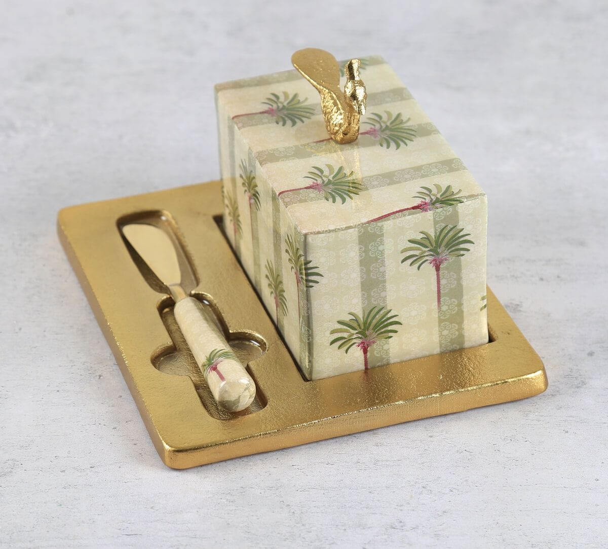 India Circus by Krsnaa Mehta Palms of Chanderi Butter Dish with Butter Knife