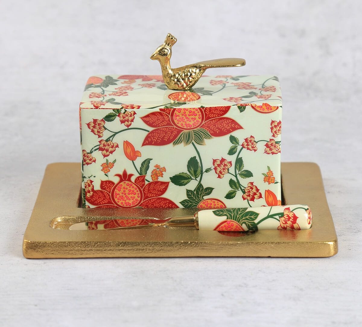 India Circus by Krsnaa Mehta Blushed Orchard Butter Dish with Butter Knife