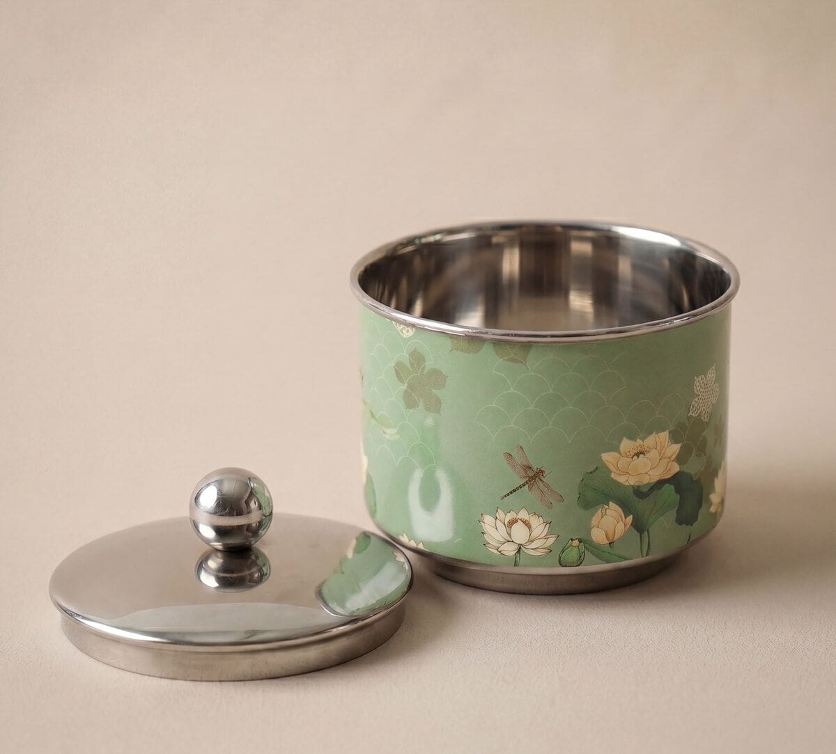 India Circus by Krsnaa Mehta Sage Serenity Steel Bowl with Lid
