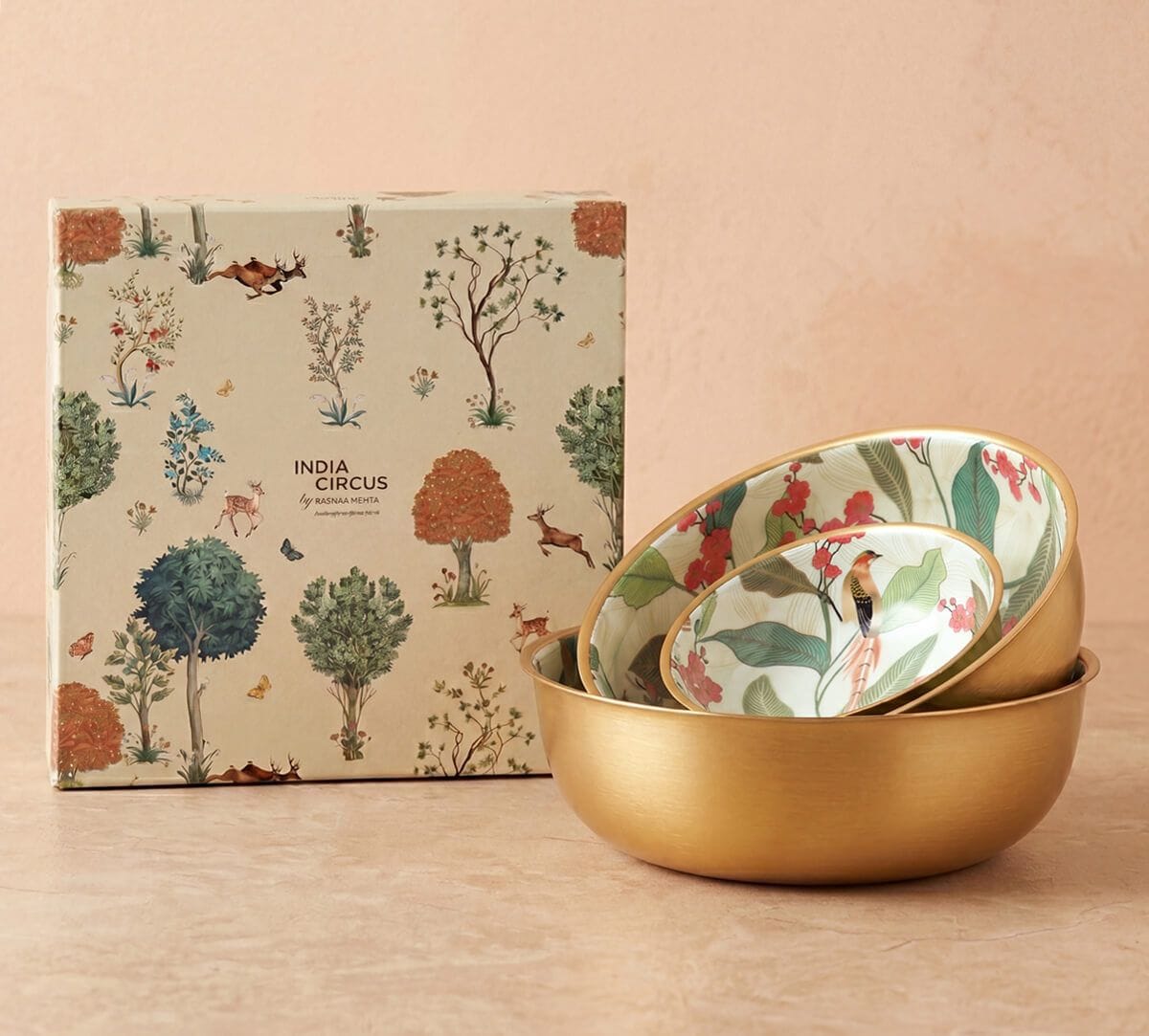 India Circus by Krsnaa Mehta Bird land paradise Steel Bowl Set of 3