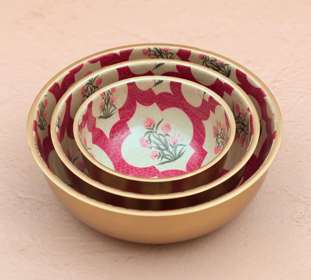 India Circus by Krsnaa Mehta Poppy Flower Scarlet Steel Bowl Set of 3