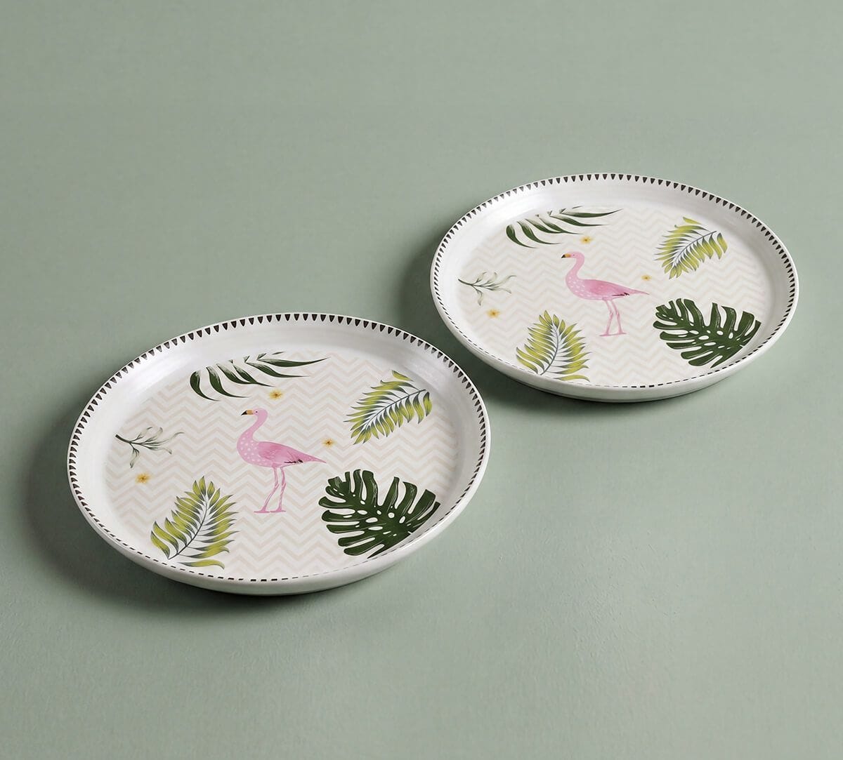 India Circus by Krsnaa Mehta Foraging Flamingo Quarter Plate Set of 2