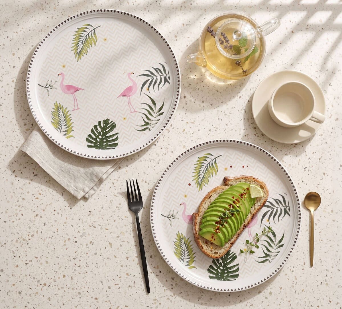 India Circus by Krsnaa Mehta Foraging Flamingo Dinner Plate Set of 2