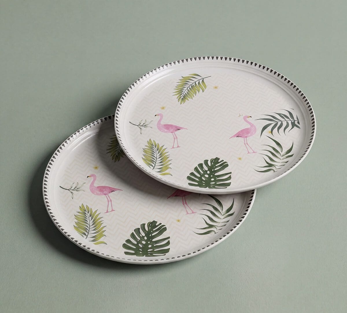 India Circus by Krsnaa Mehta Foraging Flamingo Dinner Plate Set of 2