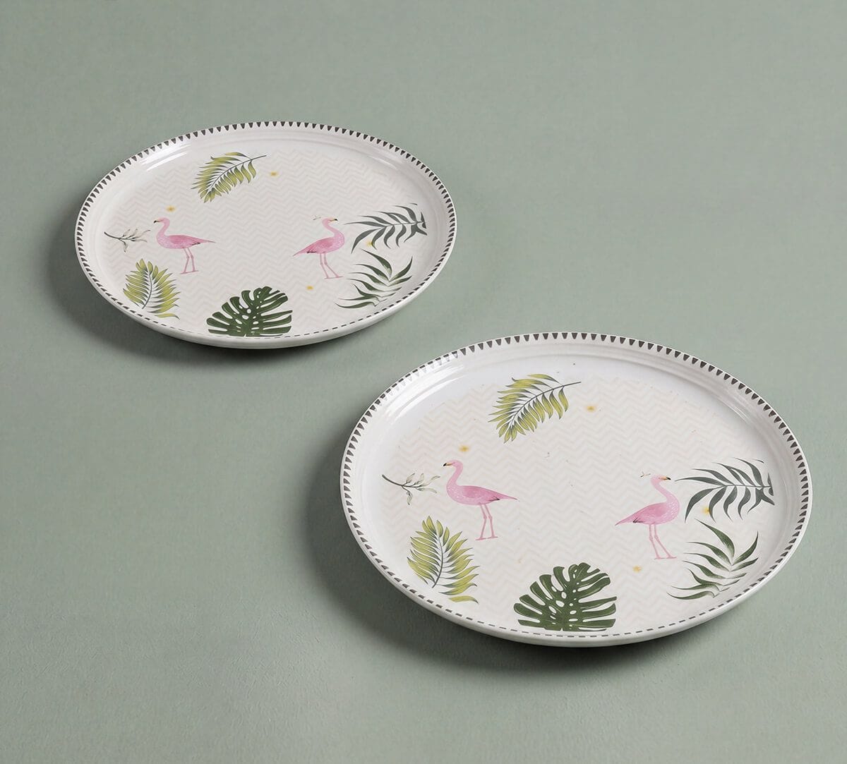 India Circus by Krsnaa Mehta Foraging Flamingo Dinner Plate Set of 2