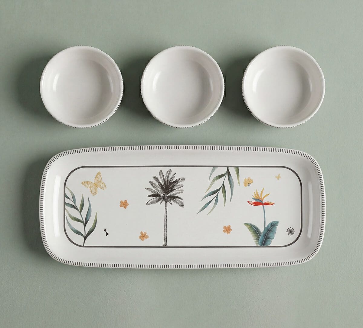 India Circus by Krsnaa Mehta Strelizia's Garden Platter with Dip Bowl