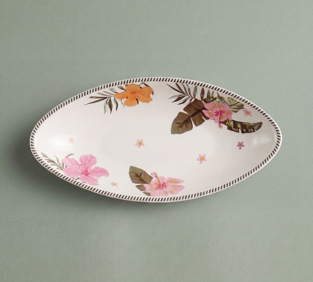 India Circus by Krsnaa Mehta Plumerias Plume Boat Shape Platter