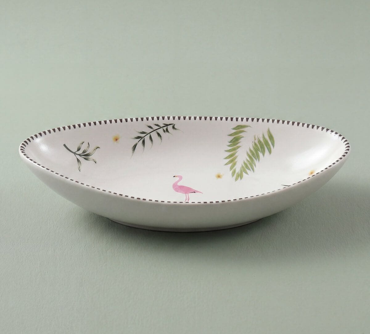 India Circus by Krsnaa Mehta Foraging Flamingo Boat Shape Platter