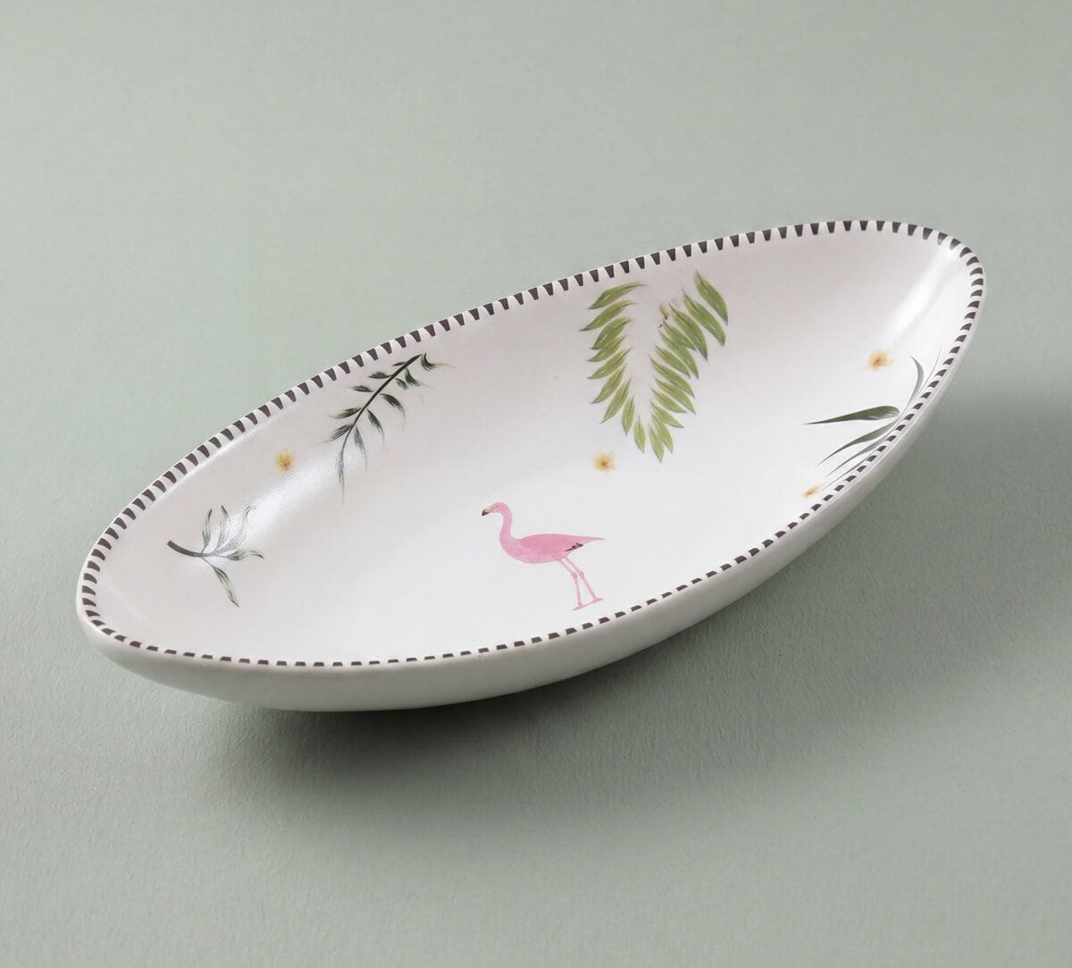 India Circus by Krsnaa Mehta Foraging Flamingo Boat Shape Platter