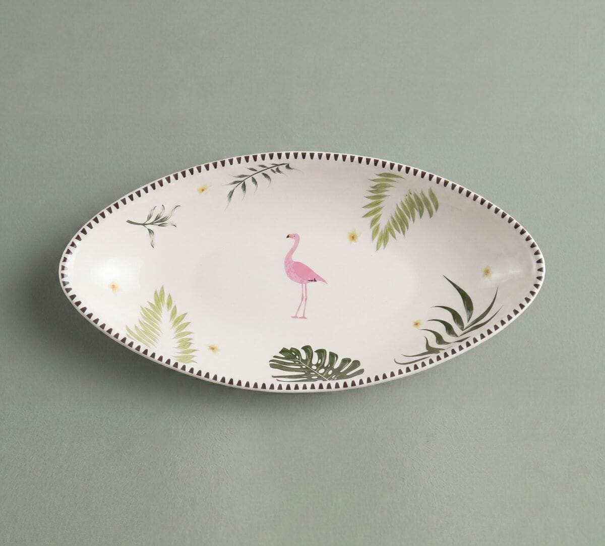 India Circus by Krsnaa Mehta Foraging Flamingo Boat Shape Platter