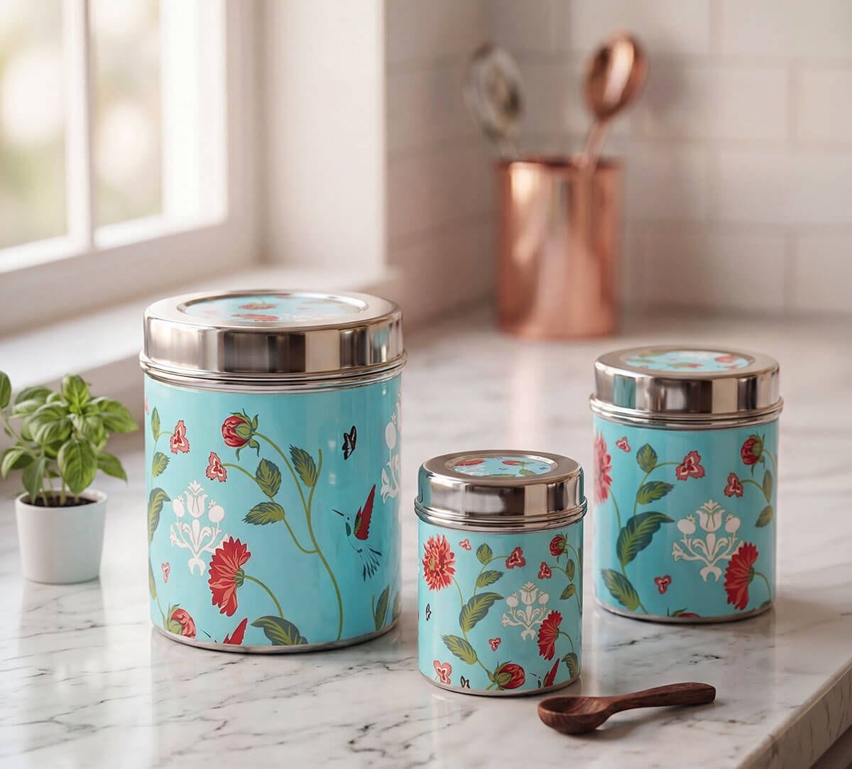 India Circus by Krsnaa Mehta Zinnian Jazz Steel Containers Set of 3