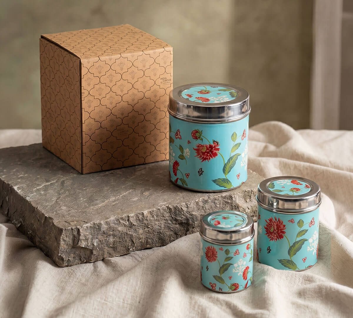 India Circus by Krsnaa Mehta Zinnian Jazz Steel Containers Set of 3