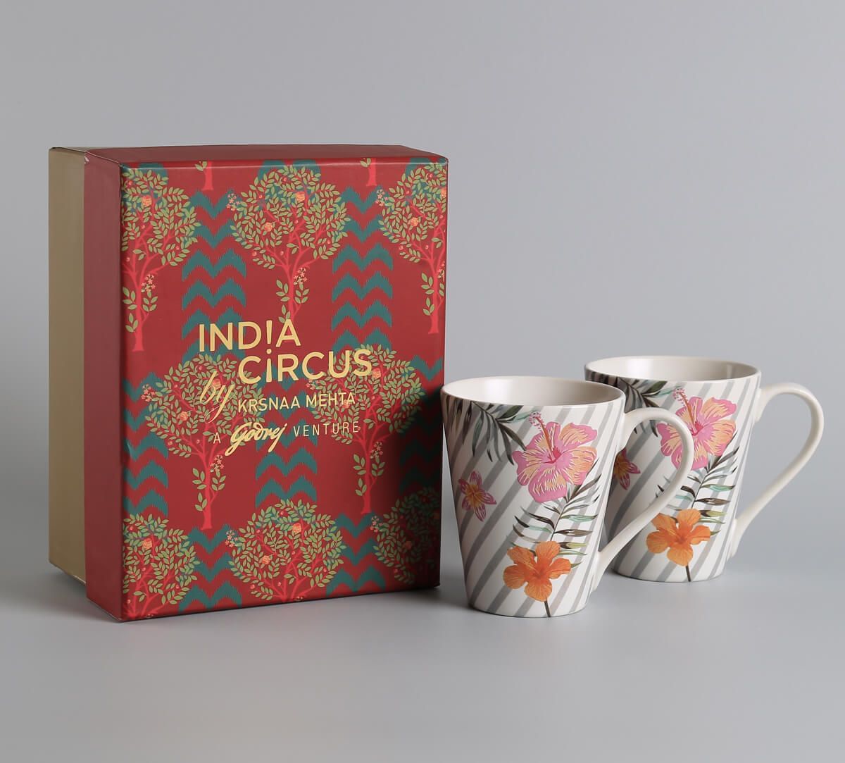 India Circus by Krsnaa Mehta Plumerias Plume Coffee Mug Set of 2