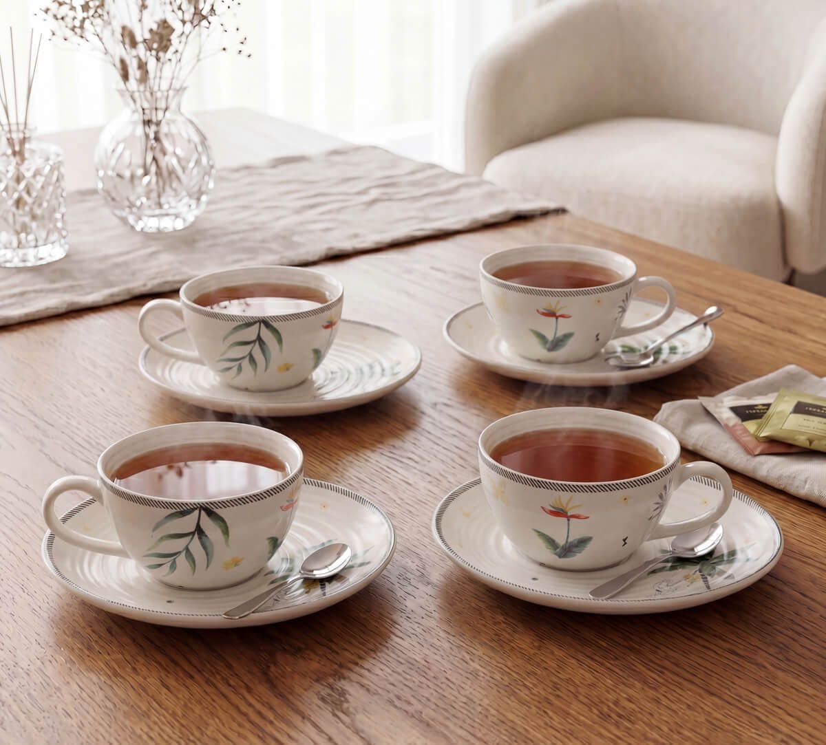 India Circus by Krsnaa Mehta Strelizia's Garden Cup & Saucer Set of 4