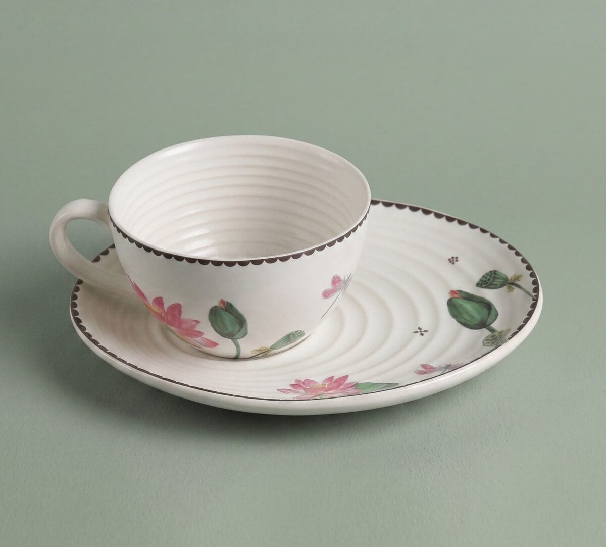India Circus by Krsnaa Mehta Lotus Pond Boat Cup & Saucer Set of 4