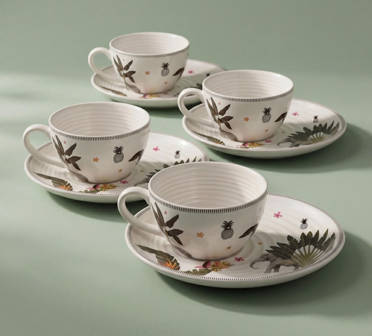 India Circus by Krsnaa Mehta Travellers Garden Cup & Saucer Set of 4