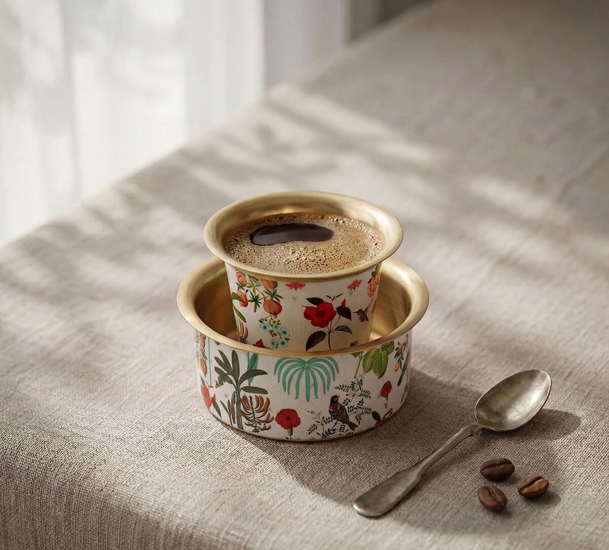 India Circus by Krsnaa Mehta Petal and Plume Brass Coffee Tumbler Set of 2