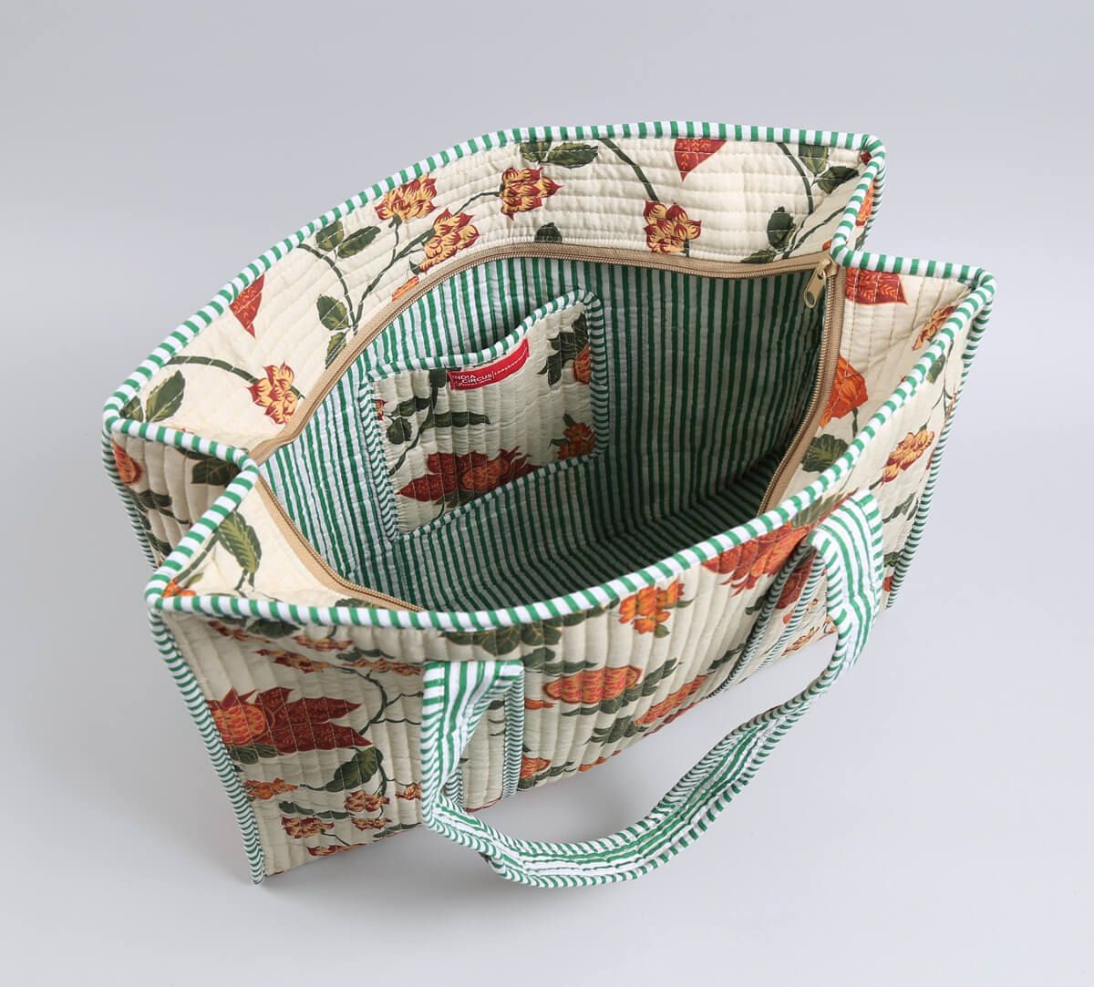 India Circus by Krsnaa Mehta Blushed Orchard Quilted Tote Bag
