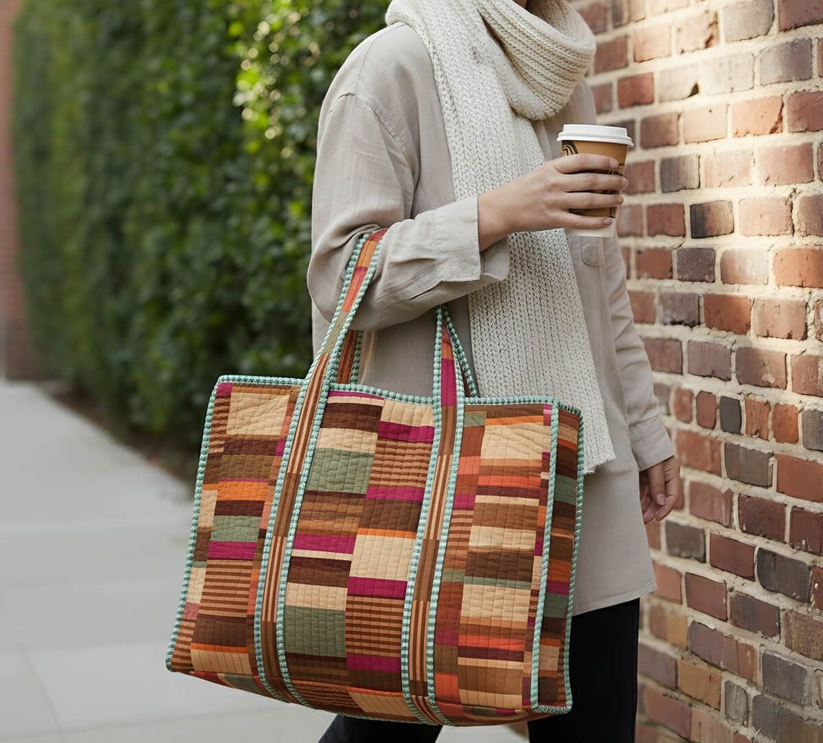 India Circus by Krsnaa Mehta Horizontal Hues Quilted Tote Bag