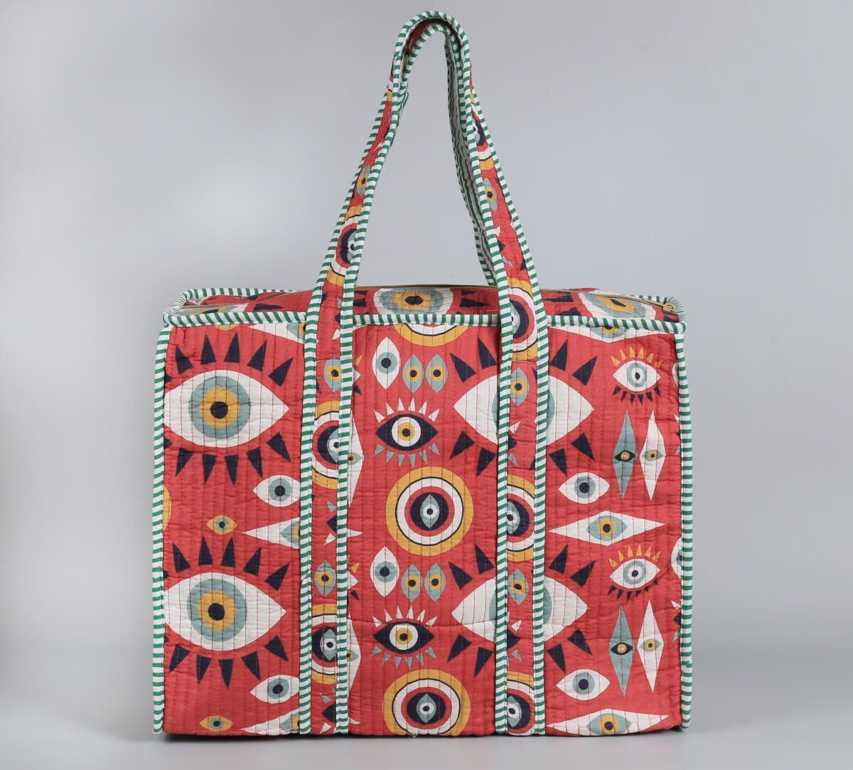 India Circus by Krsnaa Mehta Malocchio Stare Quilted Tote Bag